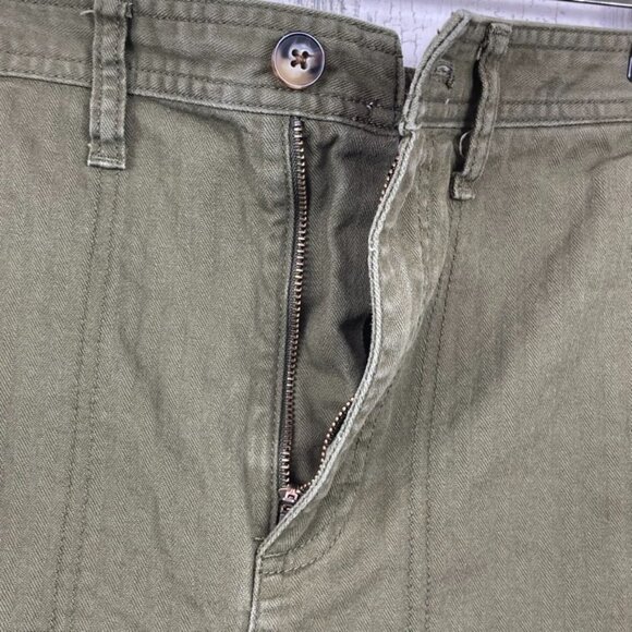 Madewell Camp shorts high waist mono stripe army olive green size S classic - Picture 4 of 8